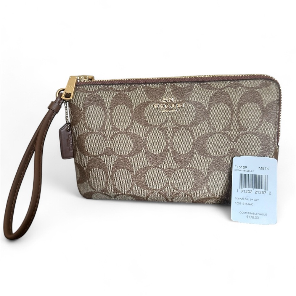 Coach Brown and Gold Wristlet